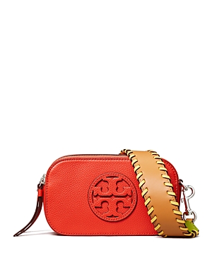 Shop Tory Burch Mini Miller Crossbody Bag In Poppy Red/gold