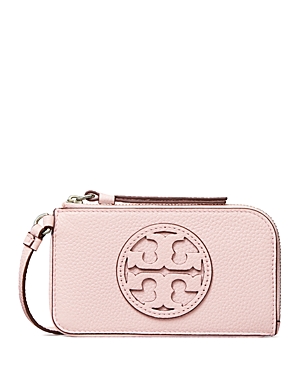 Shop Tory Burch Miller Zip Top Card Case In Cotton Candy/gold