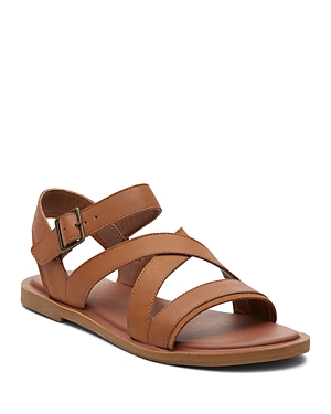 Shop Toms Women's Sloane Leather Flat Sandals In Brown