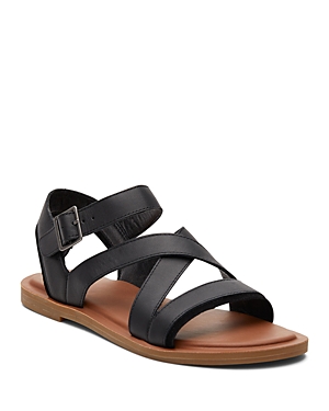 Shop Toms Women's Sloane Leather Flat Sandals In Black