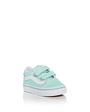Shop Vans Unisex Old Skool V Glitter Low Top Sneakers - Baby, Toddler In Pastel Blue