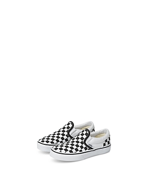 Shop Vans Unisex Checkerboard Slip On Sneakers - Walker, Toddler In Black/white Checkerboard