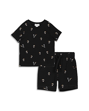Miles The Label Boys' Toucan Print Tee & Shorts Set - Little Kid In Black