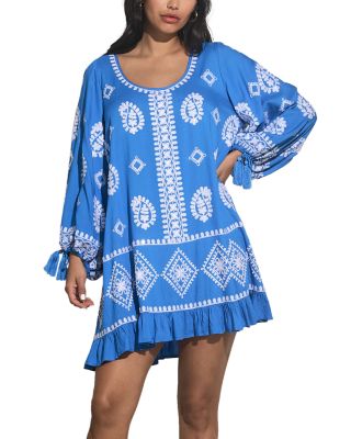 Elan - Embroidered Scoop Neck Dress