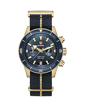 Rado Mens Sunray Blue R32146208 Captain Cook Bronze And Canvas Automatic Watch In Blue