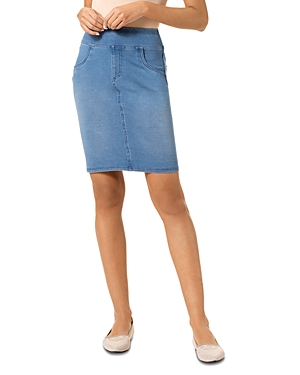 Shop Hue Game Changing Pull On Denim Skirt In Classic Light