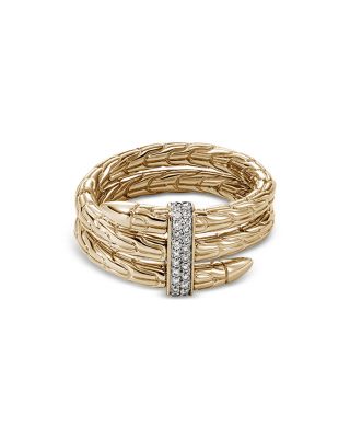 14K Yellow Gold Spear Diamond Coil Ring