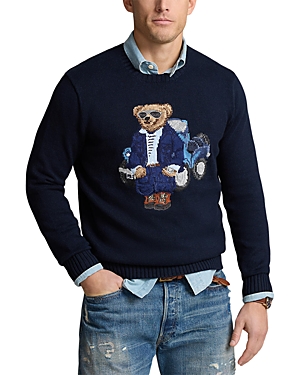 Shop Polo Ralph Lauren Regular Fit Polo Bear Sweater In Aviator Navy