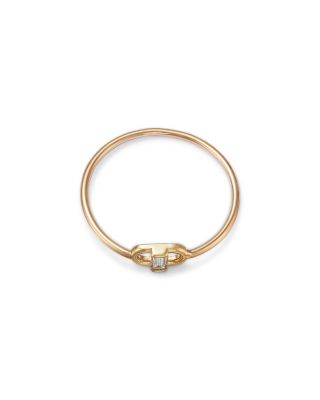 14K Yellow Gold Baguette Diamonds Diamond Baguette Oval Link Ring, 0.06 tcw