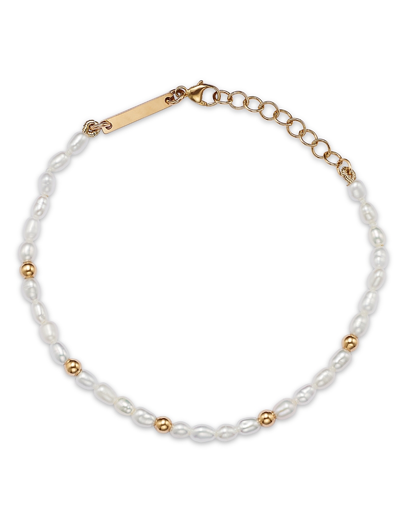 Zoë Chicco 14k Yellow Gold Pearl Bracelet In White/gold