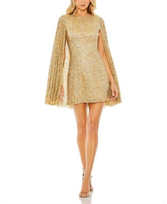 Mac Duggal - Sequined Cape Women's Sleeve Mini Dress