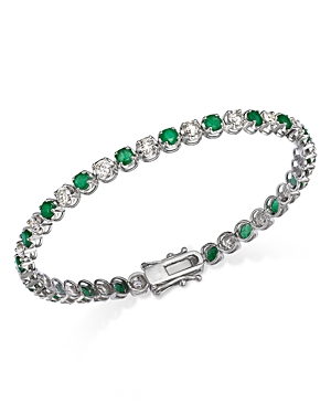 Bloomingdale's Emerald & Diamond Tennis Bracelet in 14K White Gold