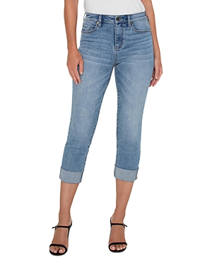 Shop Liverpool Los Angeles Charlie Mid Rise Cropped Cuffed Jeans In Marina Vista