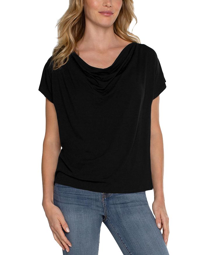 Liverpool Ultra Soft Cloud9 Dolman Sleeve V-Neck Top Black