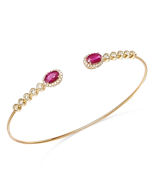 Shop Bloomingdale's Ruby & Diamond Bracelet In 14k Yellow Gold 0.53 Ct. T.w. - 100% Exclusive In Pink/gold