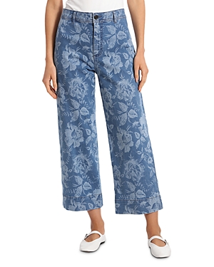 Floral Print High Rise Crop Wide Leg Jeans in Hawaii Floral