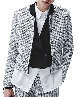 Rag & Bone Carmen Check Cotton Blend Tweed Jacket In Black/white