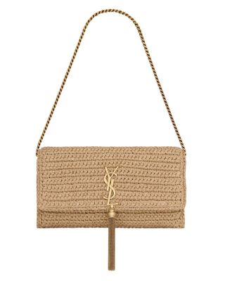 SAINT LAURENT Kate 99 Tassel Shoulder Bag in Raffia