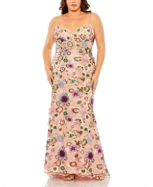 Shop Mac Duggal Embroidered Corset Gown In Pink Multi