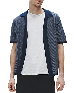 Shop Rag & Bone Harvey Knit Camp Shirt Sweater In Blue