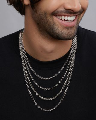 Men's Sterling Silver Anthem Double Link Caviar Chain Necklace, 20" - Exclusive