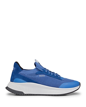 Hugo Boss Ttnm Evo Trainers With Knitted Upper In Open Blue