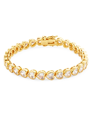Shop Kate Spade New York Sweetheart Cubic Zirconia Heart Tennis Bracelet In Gold
