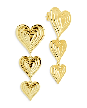 Shop Sterling Forever Beating Heart Drop Earrings In 14k Gold Plated