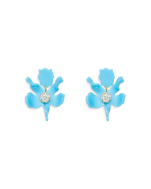 Shop Lele Sadoughi Crystal Lily Drop Earrings In Blue