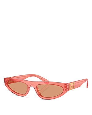 Shop Miu Miu Oval Sunglasses, 56mm In Red/orange Solid