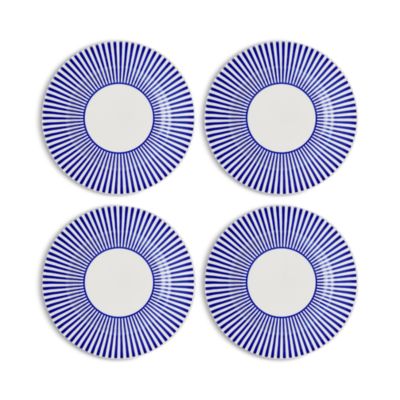 Blue Italian Steccato Salad Plates, Set of 4