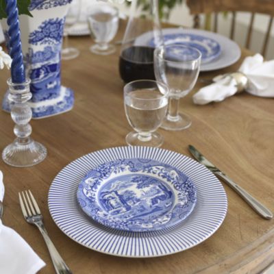 Blue Italian Steccato Dinner Plates, Set of 4