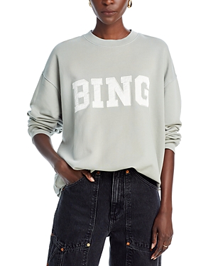 Shop Anine Bing Tyler Cotton Crewneck Sweatshirt In Green
