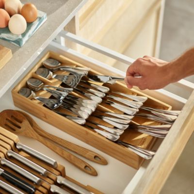 Bamboo Large Compact Cutlery Organizer