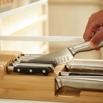 Bamboo Large 2-Tier Knife Organizer