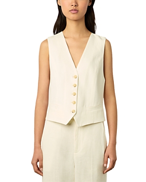 Gerard Darel Brasia Button Up Vest In Ecru