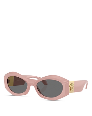 Shop Versace Medusa Plaque Oval Sunglasses, 54mm In Pink/gray Solid
