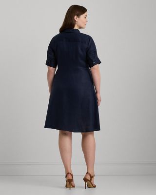 Tie Front Linen Shirt Dress - Petite, Regular & Plus