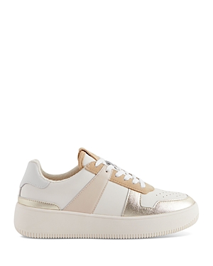 Shop Reiss Women's Aira Mid Top Platform Trainer Sneakers In White/gold