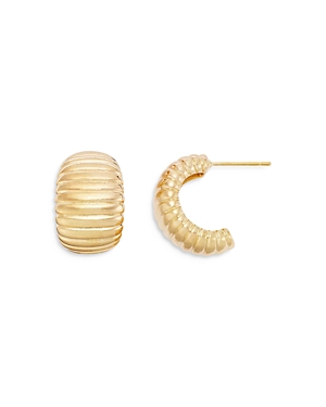 Shashi Ribbed Hoop Earrings in 14K Gold Plated