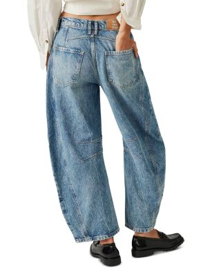 We The Free Good Luck Mid Rise Barrel Jeans in Ultra Light Beam