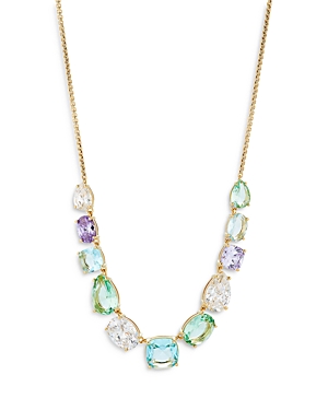 Watercolor Mixed Cut Frontal Necklace in 18K Gold Plated, 16