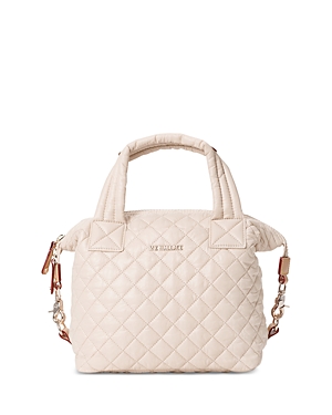 Mz Wallace Small Sutton Deluxe Quilted Nylon Crossbody Bag In Mushroom/silver