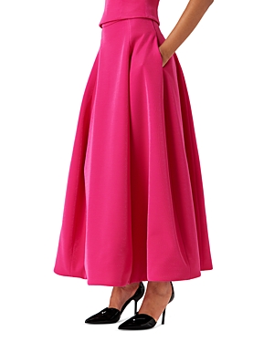 Emporio Armani Double Shiny Pique Maxi Skirt In Electric Pink