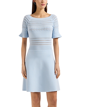 Shop Emporio Armani Multi Stitch Short Sleeve Knit Dress In Blue