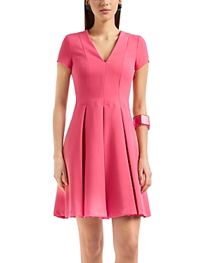 Emporio Armani Techno Cady Short Sleeve Dress In Pink