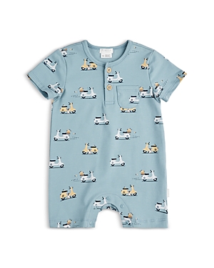 Shop Firsts By Petit Lem Boys' Motorino On Henley Romper - Baby In Blue