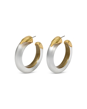 Shop Alexis Bittar Luminos Statement Hoop Earrings In Silver/gold
