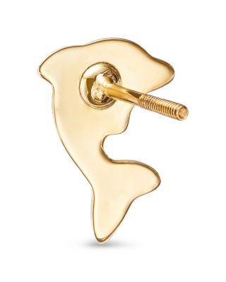 Children's Tiny Dolphin Screw Back Stud Earrings in 14K Yellow Gold