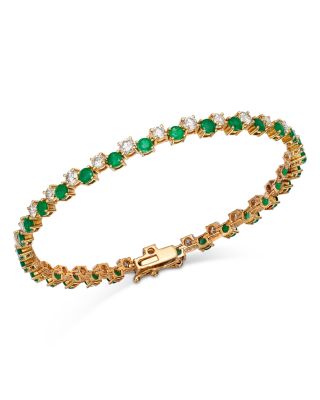 Bloomingdale's Fine Collection Emerald & Diamond Link Bracelet in 14K Yellow Gold
